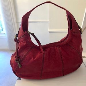 NWOT Fossil 1954 Vintage Hobo Bag Burgundy Leather